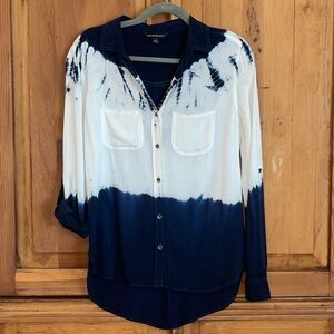 Rock & Republic Blue acid wash tie dye Blouse Sz. XS